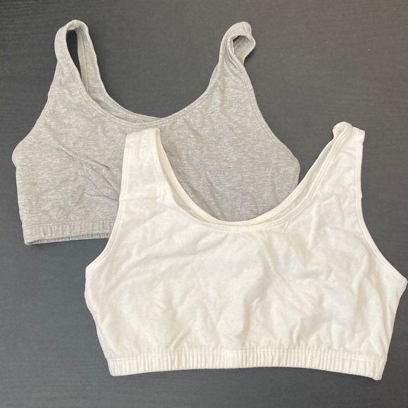Set of 2 Fruit of the Loom Heather Gray and White Sports Bras Size 36 - Picture 1 of 2